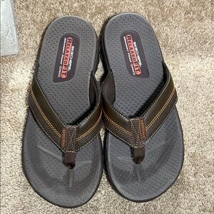 Skechers Men's Dark Brown Flip-Flops